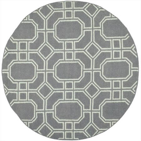 Safavieh 6 x 6 ft. Round- Contemporary Dhurries Grey And Light Blue Flatweave Rug DHU860A-6R